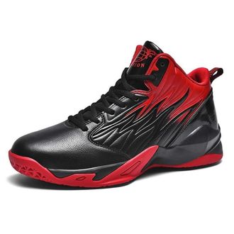 Generic Mens High Top Basketball Shoes with Rubber Sole Anti Slip Wear-Resistant Fashionable Training Boots Walking Shoes(Red,4.5 UK)