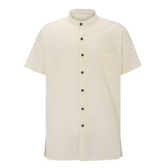 Generic Mens Cotton Linen Shirts Loose Short Sleeve Collar Casual Shirt Lightweight Comfortable Regular Fit Top for Men (A, M)