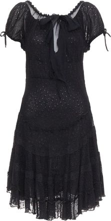 Jean Paul Gaultier MAILLE FEMME Vintage black eyelet ruffle self tie dress M