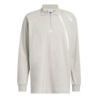 adidas origianals Rugby Long Sleeve Polo Shirt Asia Sizing Putty Grey IR6379