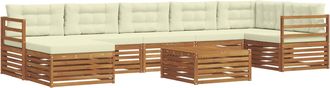 vidaXL Conjunto De Sof&aacute;s De Exterior 8 Uds. Natural Y Crema Vidaxl