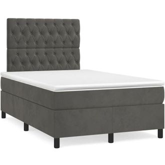 vidaXL Cama Box Spring Con Colch&oacute;n Terciopelo Gris Oscuro 120x190 Cm Vidaxl