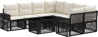 vidaXL Conjunto De Sof&aacute;s De Jard&iacute;n 9 Uds. Negro Y Blanco Crema Vidaxl