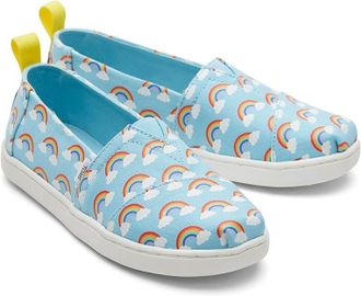 Toms Alpargata 10020129 Flat Womens Blue Printed Canvas Loafer Shoes JOBB989