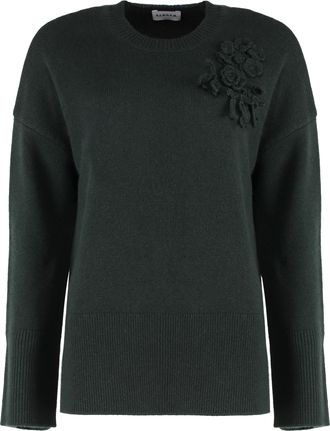 P.A.R.O.S.H. Womens Wool-blend Crew-neck Sweater - Dark Green - Size Small