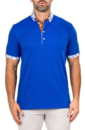 Maceoo Newton Marthyr0022 Blue Button-Down Piqu&eacute; Polo at Nordstrom, Size 4