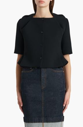Khaite Franc Crepe Peplum Jacket in Black at Nordstrom, Size 6