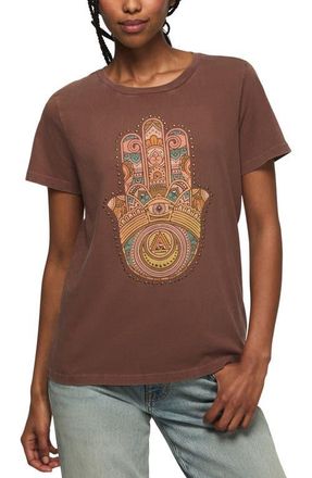 Lucky Brand Embellished Hamsa Crewneck T-Shirt in Brown Stone at Nordstrom, Size X-Small