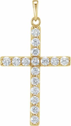Diamond2Deal 14k Gold 3/4ct Lab-Grown Diamond Cross Pendant