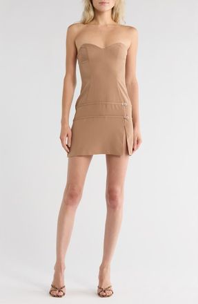 Asos Strapless Sweetheart Minidress in Beige at Nordstrom Rack, Size 12 Us / 16 Uk