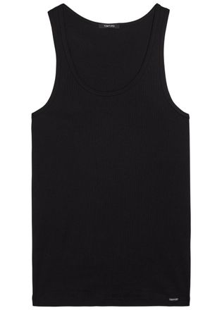 Tom Ford Ribbed Logo Jersey Tank - Black - XL