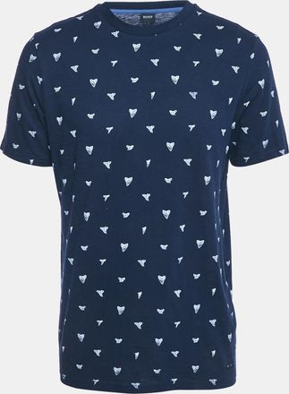 HUGO BOSS Boss By Hugo Boss Navy Blue Printed Cotton Teprint T-Shirt