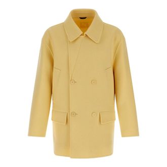 Fendi Wool Caban Coat - male - Fendi - Double-Breasted Coats - Yellow - M - Coats