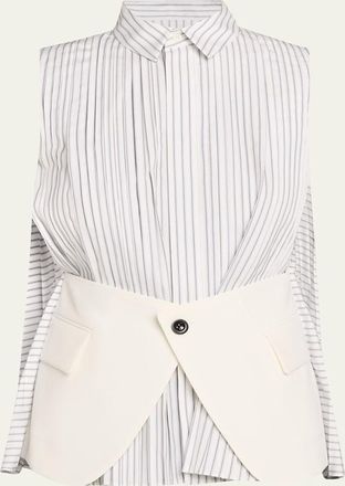 sacai Striped Poplin x Wool Suiting Panel Sleeveless Shirt