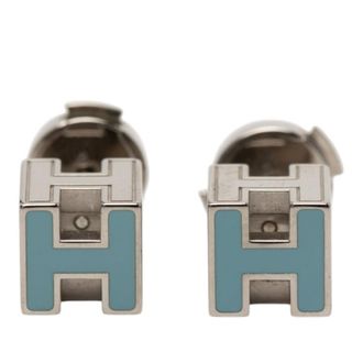 Herm&egrave;s Pre-owned Hermes Palladium Plated Lacquer Cage dH Earrings Ladies 4RN2NSZTSQ3HTJCX