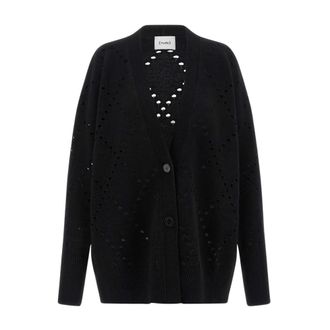 Nude Cardigans, female, Black, S, Argyle Cut-Out Cardigan