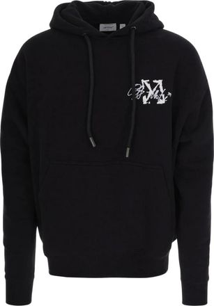 Off-white Hoodies & sweatvesten, Heren, Zwart, M, Katoen, Logo-Print Hoodie