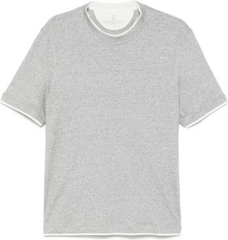 Brunello Cucinelli T-shirt met gem&ecirc;leerd-effect - Grijs