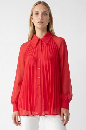 Exquise Keyla Long Sleeve Shirt With Buttoned Cuffs in Red at Nordstrom, Size X-Large