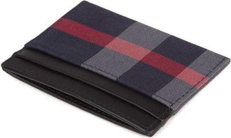 Burberry Check Cotton Card Holder - Navy