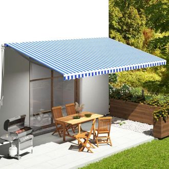 vidaXL Tela De Repuesto Para Toldo Azul Y Blanco 6x3,5 M Vidaxl
