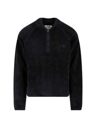 Maison Margiela Black Fabric Teddy Zip sweatshirt
