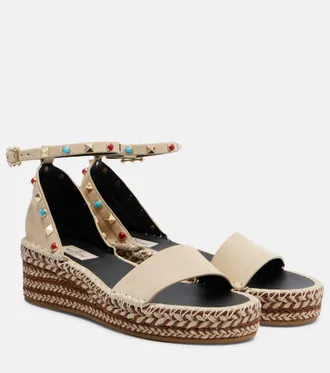 Valentino Garavani Rockstud suede espadrille sandals