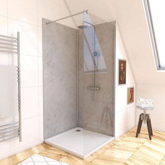 Aurlane Pack 2 Paneles Murales Piedra Light Grey 90+120x210cm Con Perfiles Cromados