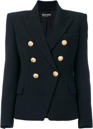 Balmain Black Double Breasted Blazer with Gold Button Detail Size XS