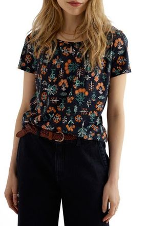 Seasalt Cornwall Appletree Floral Keyhole T-Shirt in Apothecary Plants Inkwell at Nordstrom, Size 14 Us