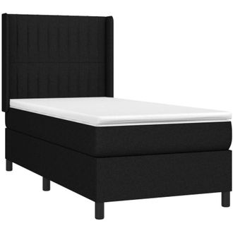 vidaXL Vidaxl - Cama Box Spring Colch&oacute;n Y Luces Led Tela Negro 90x190 Cm