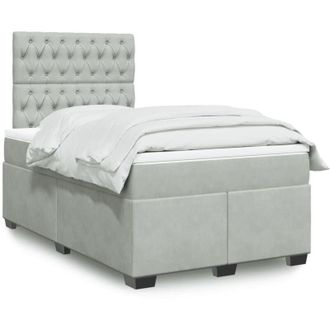 vidaXL Vidaxl - Cama Box Spring Con Colch&oacute;n Terciopelo Gris Claro 120x190 Cm