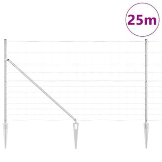 Berkfield Home Modern Field Fence 1.4x25 m Galvanised Steel in Silver