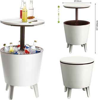 Keter Mesa Nevera De Jard&iacute;n cool Bar 30l Mesa Auxiliar Con Compartimento Enfriador Para Bebidas Brown - White (en) - Keter