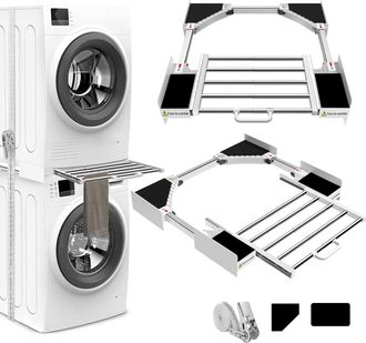 OEM Marco Intermedio Con Tendedero, Marco De Conexi&oacute;n Universal Para Lavadora, Secadora, Kit Intermedio Con Toallero Extensible, Tama&ntilde;o Ajustable (51-76 C