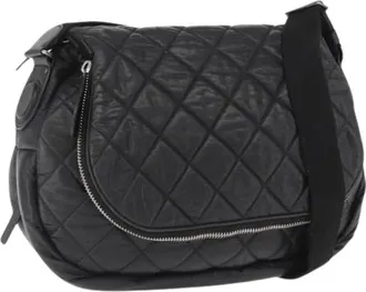 Chanel Pre-owned Cross Body Bags, female, Black, Size: ONE SIZE Pre-owned Vintage Nylon Shoulder Bag