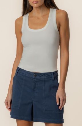 Kut from the Kloth Anastasia Stretch Cotton Blend Rib Tank in White at Nordstrom, Size X-Large
