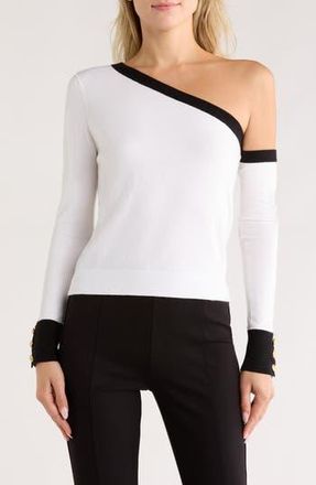 L'agence Maeva Off-the-Shoulder Top in White/black at Nordstrom Rack, Size Large