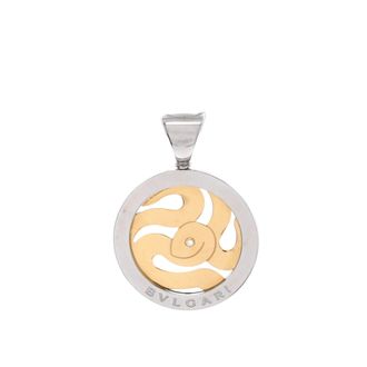Bulgari Tondo Snake Pendant Charm Pendant & Charms 18K Yellow Gold and Stainless Steel with Diamond