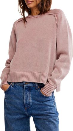 Free People Spring Street Cotton Crewneck Sweater in Bijou at Nordstrom, Size X-Large
