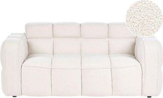 Beliani 2 Seater Sofa Off-White Boucle Upholstery Bubble Cloud Shape Ouilted Sofa Modern Minimalistic Style Living Room UTANA