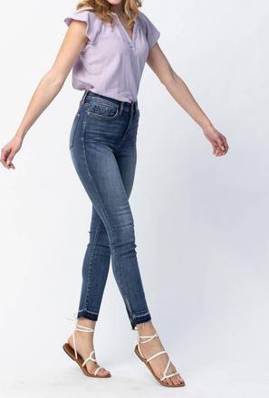 Judy Blue High Waist Skinny Released Hem And Side Slit In Med Wash