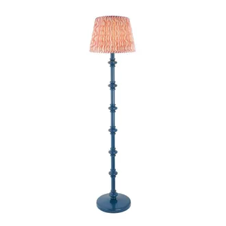 Netlighting Carnaby Blue Floor Lamp Pink Fabric Ripple Shade 35cm B22