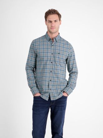 Lerros Karohemd LERROS LERROS Flanell-Karohemd f&uuml;r Herren, Herren, Gr. XXL, extraweit, storm blau, 100% Baumwolle, Hemden Karohemd