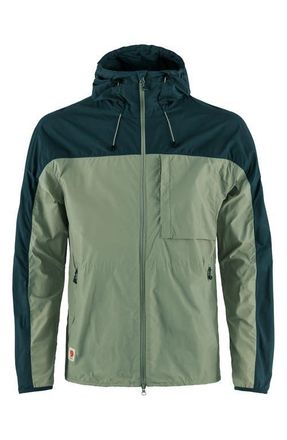 Fjällräven High Coast Hooded Wind Jacket in Patina Green-Navy at Nordstrom, Size X-Small