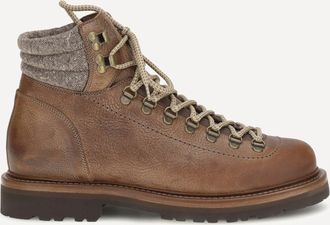 Brunello Cucinelli Mountain Boots in leather with wool and cashmere inserts Male 41.5