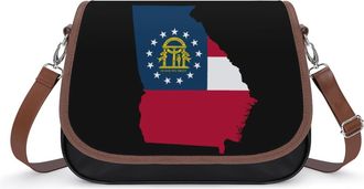 Generic U.S.A. State Georgia Flag Map Small Womens Crossbody Bags Shoulder Handbag with Adjustable Strap for Travel