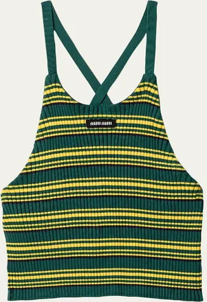 Miu Miu Striped Knit Strappy Backless Tank Top