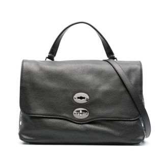 Zanellato Handbags, female, Black, Size: ONE SIZE Black Leather Tote Bag Postina Daily Media