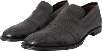 Dolce & Gabbana Black Brown Leather Loafer Men Dress Shoes Calfskin